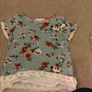 Green and lace top